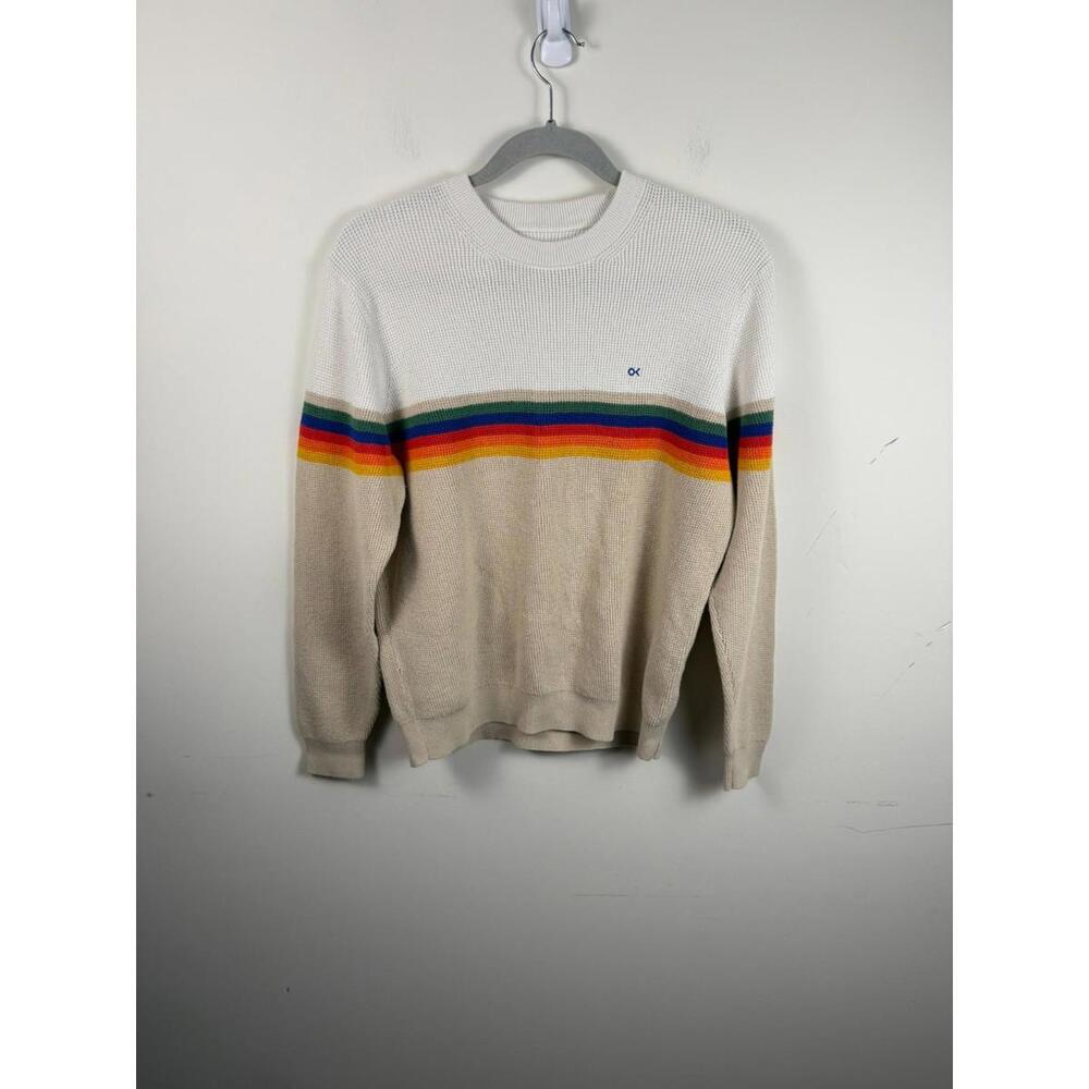 Outerknown Nostalgia Sweater Striped Waffle-Knit Retro Rainbow M